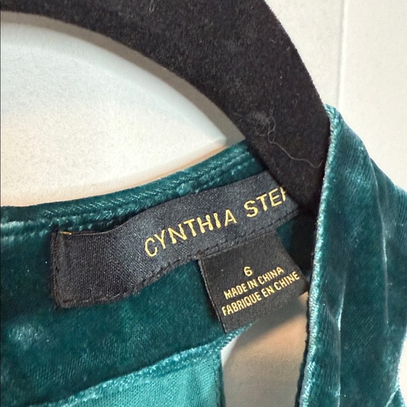 Cynthia Steffe Green Teal Eucalyptus Velvet Halter high Neck Dress - US 6 - Picture 2 of 5